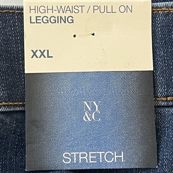 NY&C Women's Pull-on Blue Denim Leggings Pants Size XXL High Waist Stretch  NWT - Picture 7 of 13